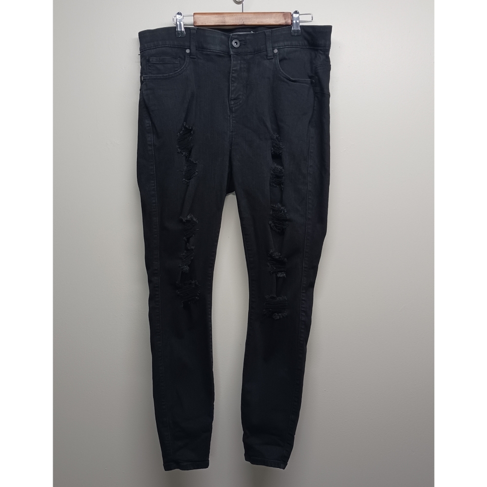 Torrid Bombshell Skinny Jeans Women Plus Size 16R Black Distressed Stretch